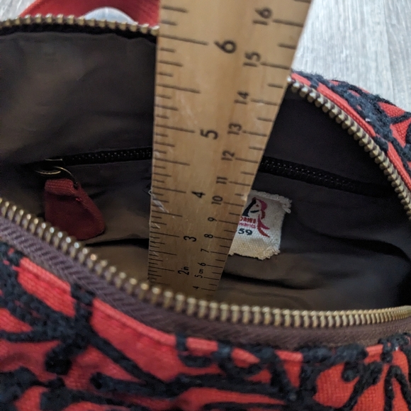 Lola Handbag Canvas Floral Embroidered Red Black Purse Whimsygoth - Picture 10 of 13